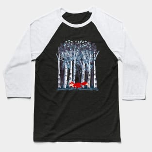 The Birches, fox and watercolor style Baseball T-Shirt